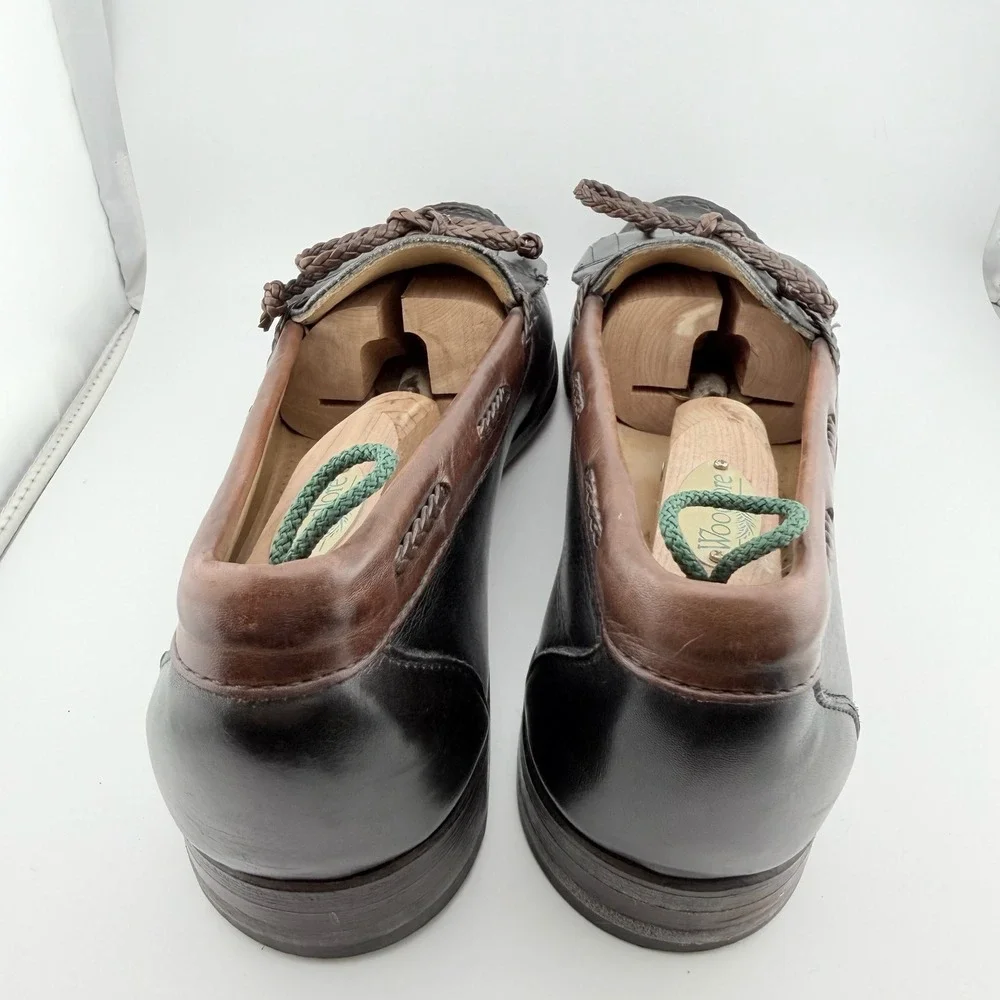 Allen Edmonds Woodstock Loafers 10.5B Black Brown Excellent Kiltie Leather 47212